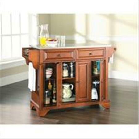 MODERN MARKETING Crosley Furniture Lafayette Stainless Steel Top Kitchen Island In Classic Cherry Finish KF30002BCH